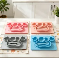 Producto - Juego de plato, tenedor y cuchara de silicona