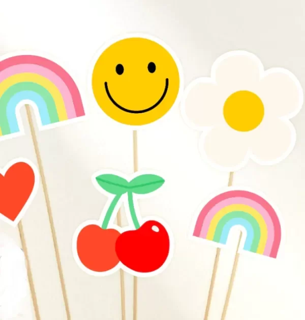 Producto - Pinches Happy, cerezas, arcoiris, flores.