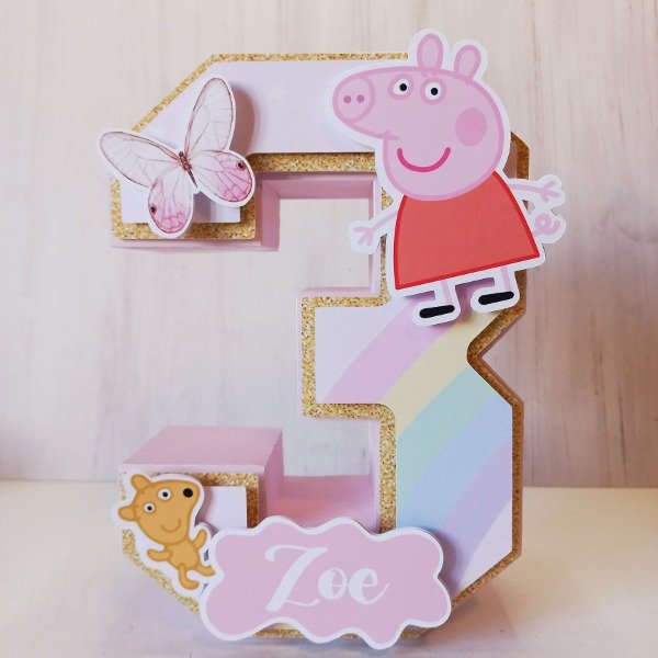 Producto - Número 3D PEPPA PIG MARIPOSA Y OSITO