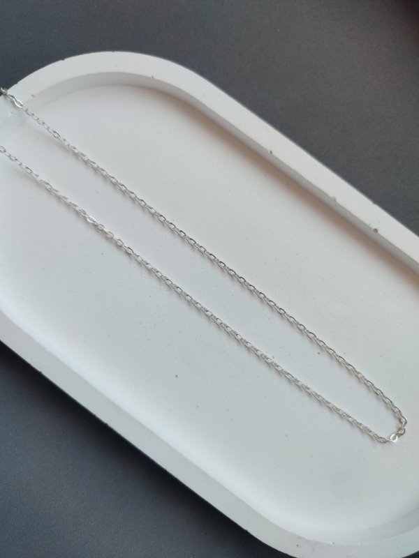 Producto - Cadena Terminada / Espejo / 55 cm / 0.5 mm / Acero Quirúrgico Blanco (plata)