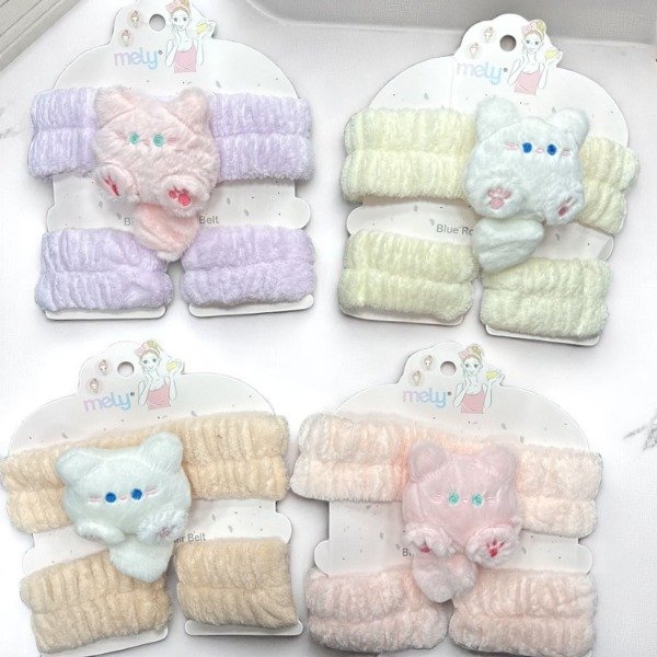 Producto - Vincha y Muñequeras para Skincare Gatito