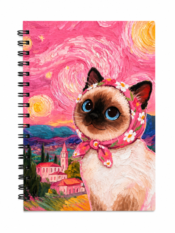 Producto - Cuaderno Gatito Van Gogh - Rosa