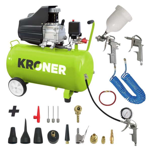 Producto - H8 Compresor De Aire Kroner 2,5 Hp 50 Litros + Kit Aire