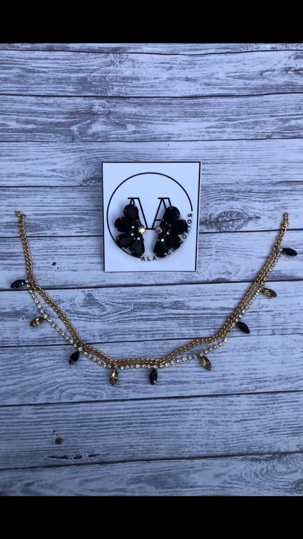 Producto - Conjunto de collar de cadena con strass + aros minis