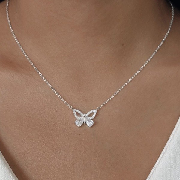 Producto - Cadena Choker Mariposa Alice Plata