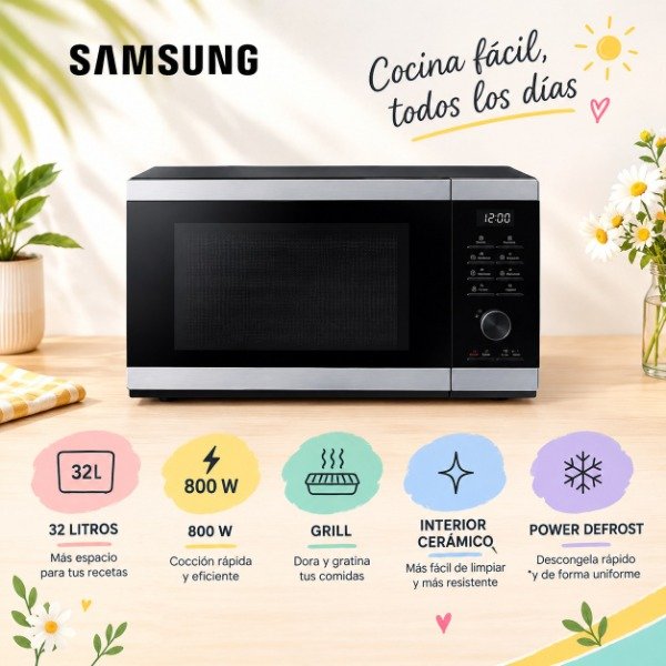 Producto - MICROONDAS SAMSUNG 32LTS MG32DG4524ATBG SILVER