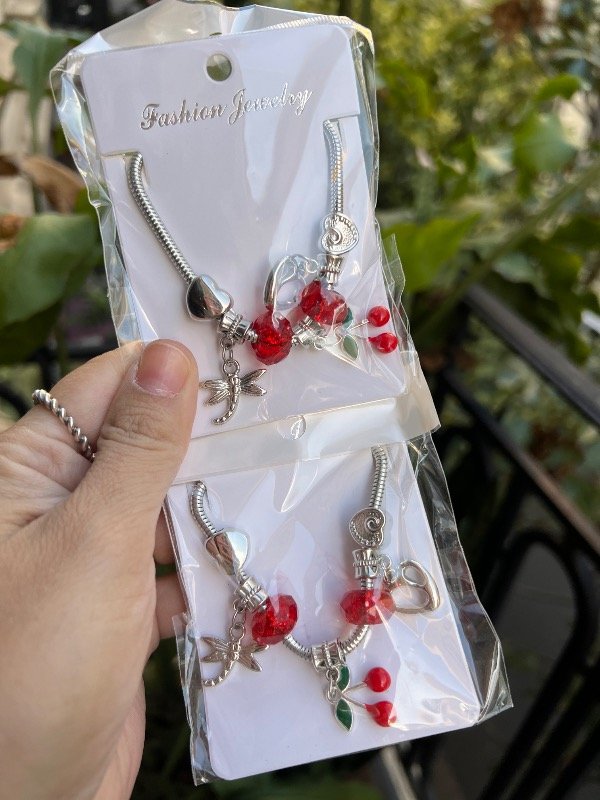 Producto - 2 pulseras estilo Pandora de fantasía de cereza