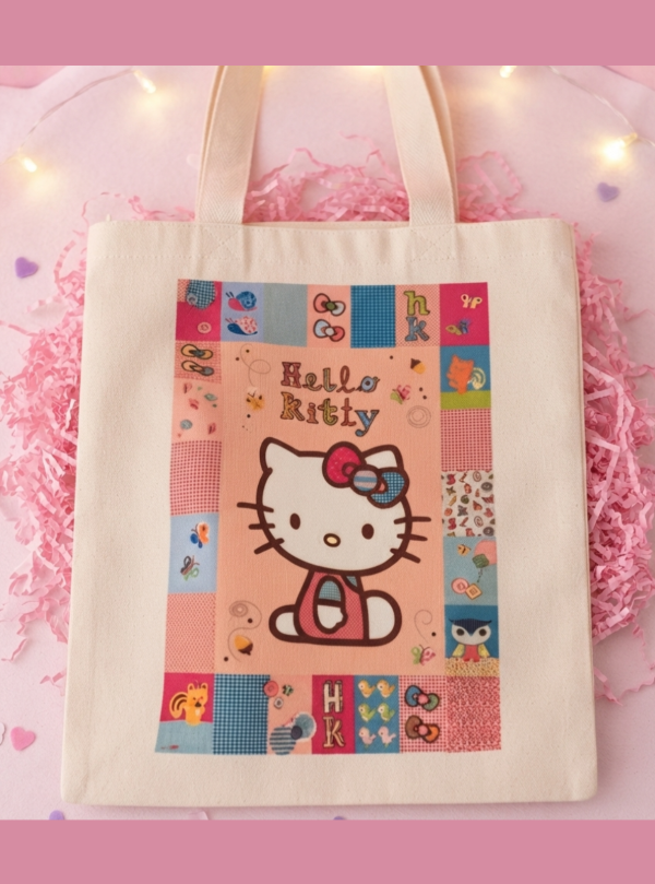 Producto - Kit Hello Kitty 2 Premium: Peluche Taza Tote bag Stickers Llavero y Mascarilla - 4