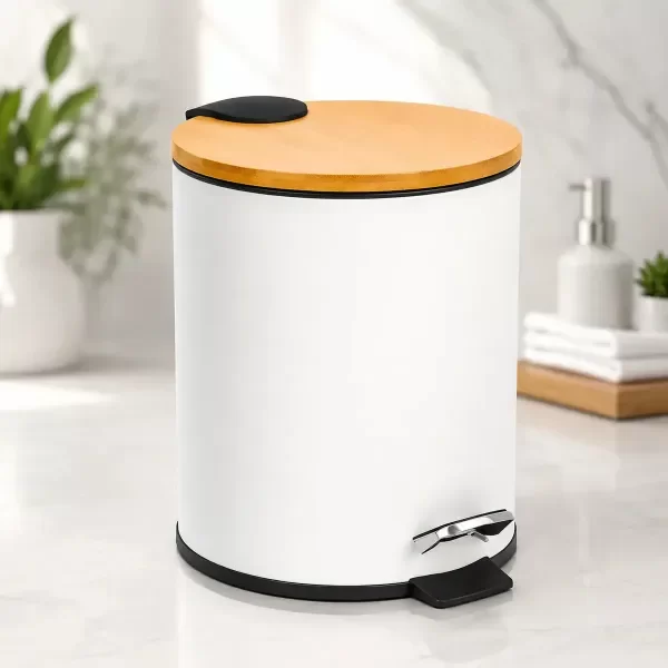 Producto - CESTO ACERO CON TAPA DE BAMBU 3LTS CIERRE SUAVE - 0