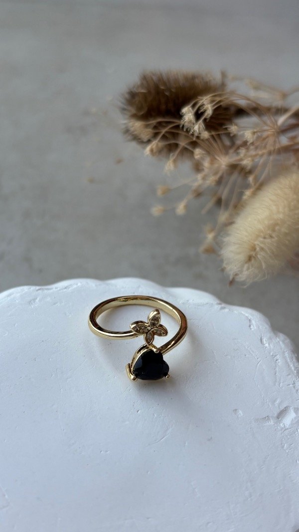 Producto - Anillo de acero dorado strass mariposa talle regulable