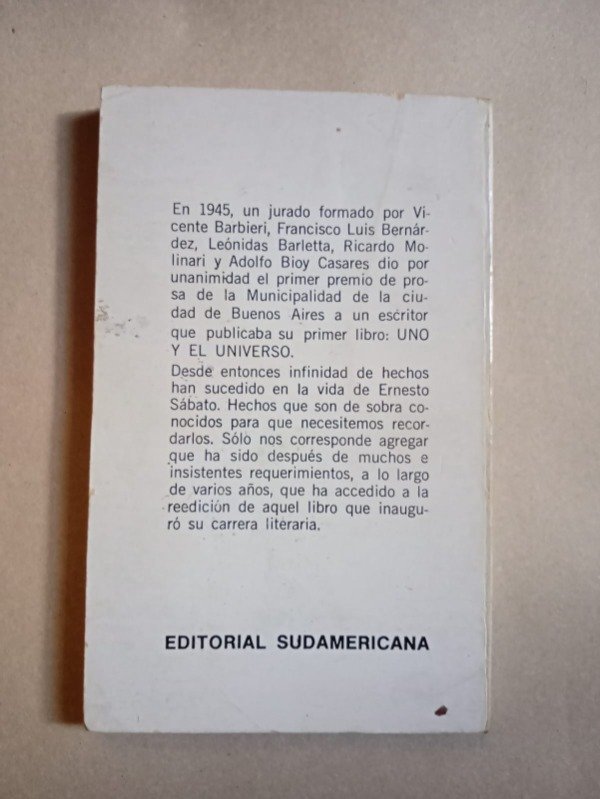 Producto - Uno y el universo - Ernesto Sabato - Sudamericana 1969 - 1