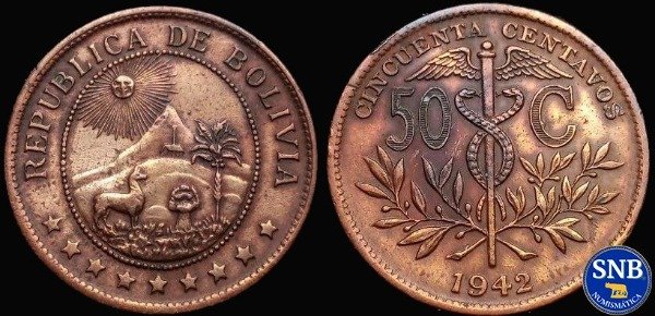 Producto - Bolivia - 50 Centavos (1942) KM# 182.a.1 - Periodo Militar Nacionalista
