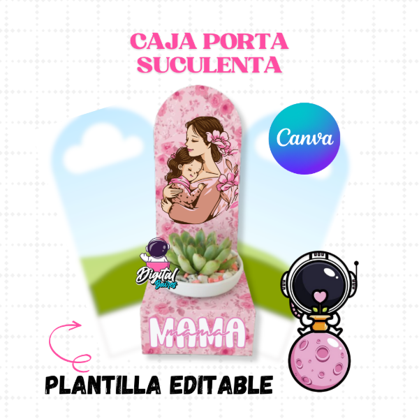 Producto - Plantilla Editable en Canva Caja porta Suculenta DigitalBaires