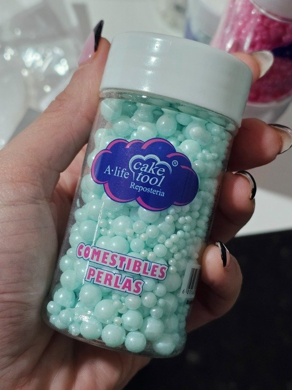 Producto - Perlas celeste tamaño mix 85gr