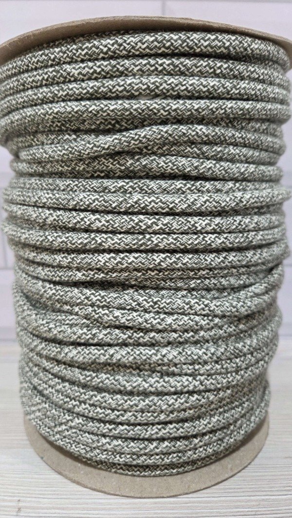 Producto - Cordon de algodón trenzado 6mm MELANGE VERDE MILITAR Y CRUDO X 100MTS - 0
