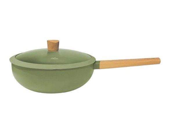 Producto - Wok 28cm con tapa vidrio aluminio antiadherente 4.6L Hudson OLI11