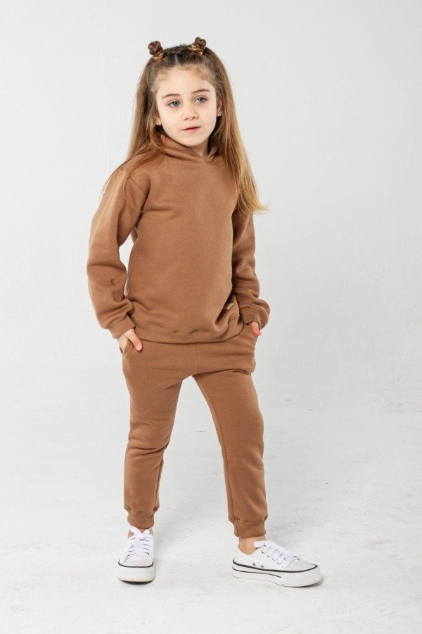 Producto - Conjunto de frisa con capucha tostado