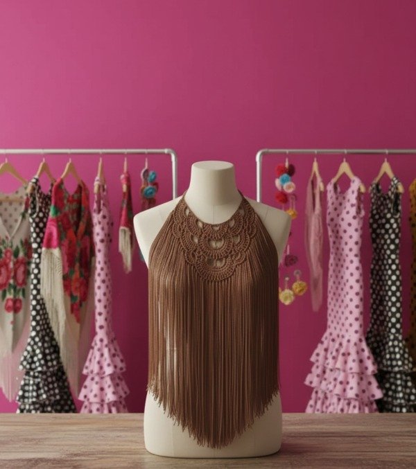 Producto - Collar De Flecos De Seda XL Bronce