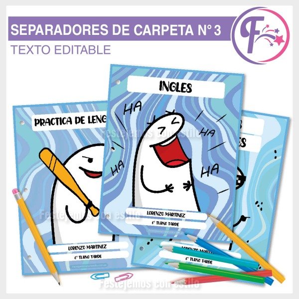 Producto - Flork celeste Kit Escolar Separadores Imprimibles