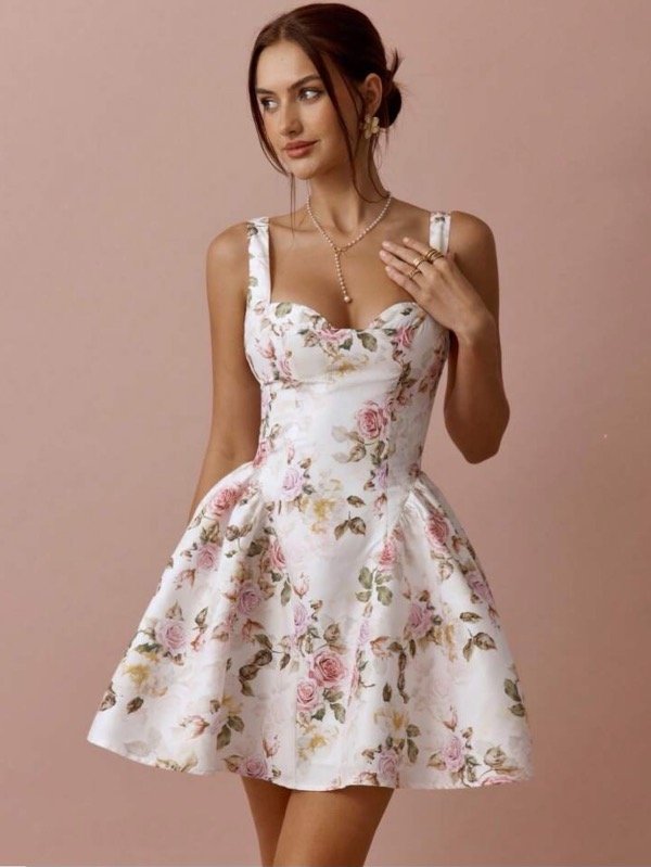 Producto - Vestido importado romántico floreado y con tul talle M