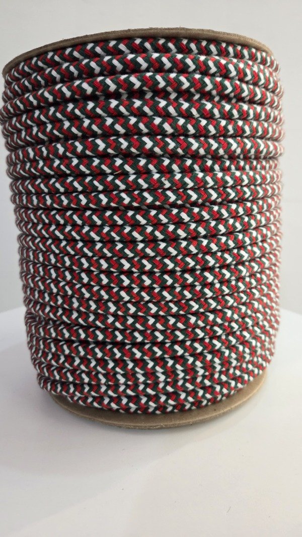 Producto - Cordón algodón trenzado 7mm ROJO, VERDE Y BLANCO