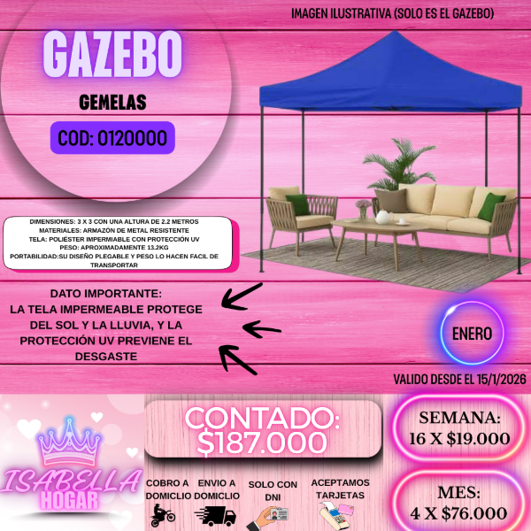 Producto - GAZEBO GEMELAS COD:0120000