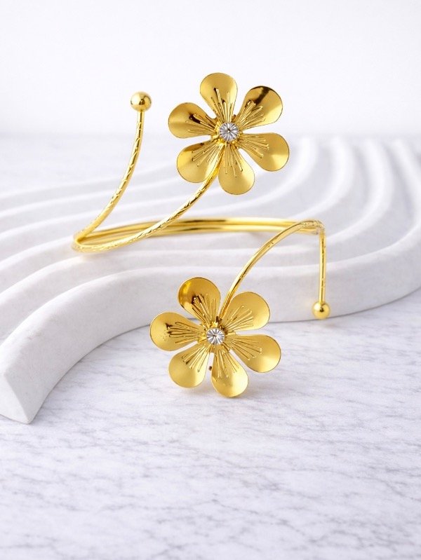 Producto - BRAZALETE DORADO FLORES 4030