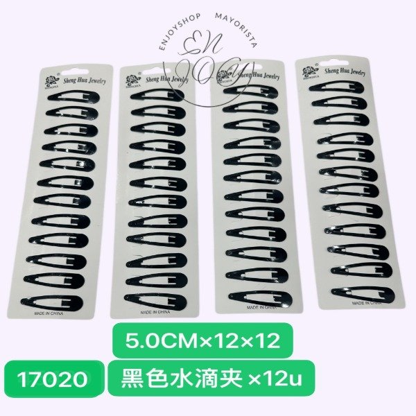 Producto - PACK X12 BLISTER HEBILLA CLIPS FORMA DE GOTA NEGRA