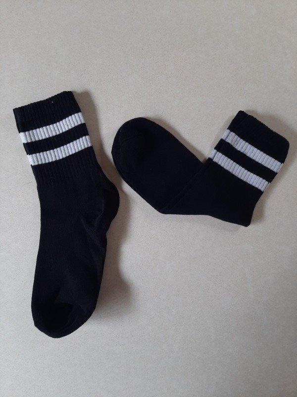 Producto - Media caña adulto - Negro rayas blanco