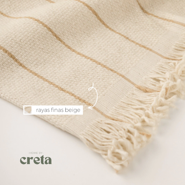 Producto - Manta Rústica Algodón Rayas Finas Beige