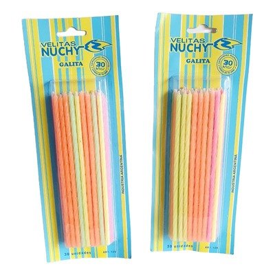 Producto - VELA FINITA NUCHY MULTICOLOR 13CM X24