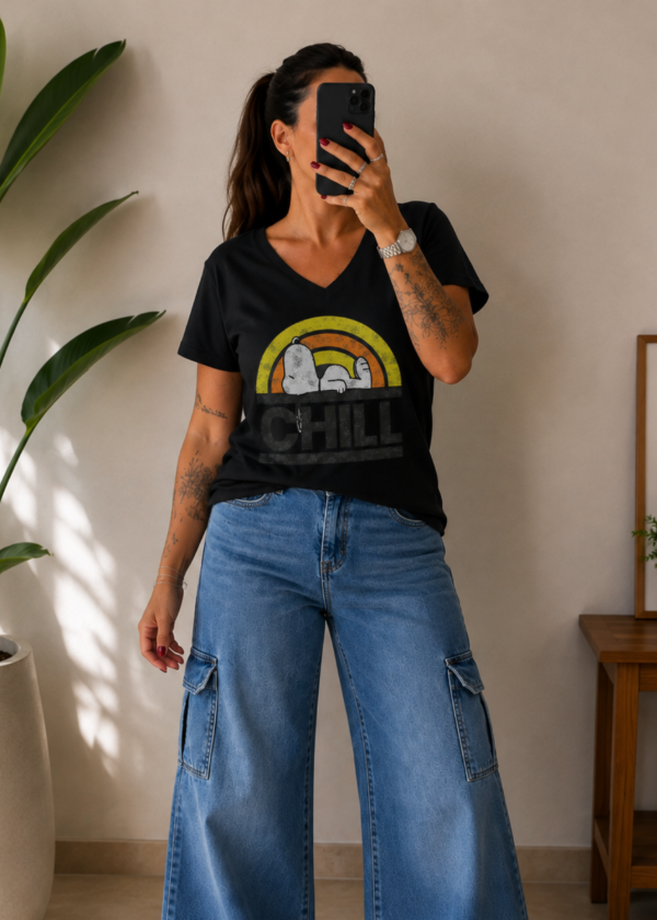 Producto - Remera de Algodon escote V Negro (444)