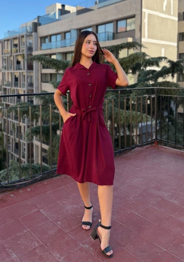 Vestido Camisero Bordó T5 — imagen 2