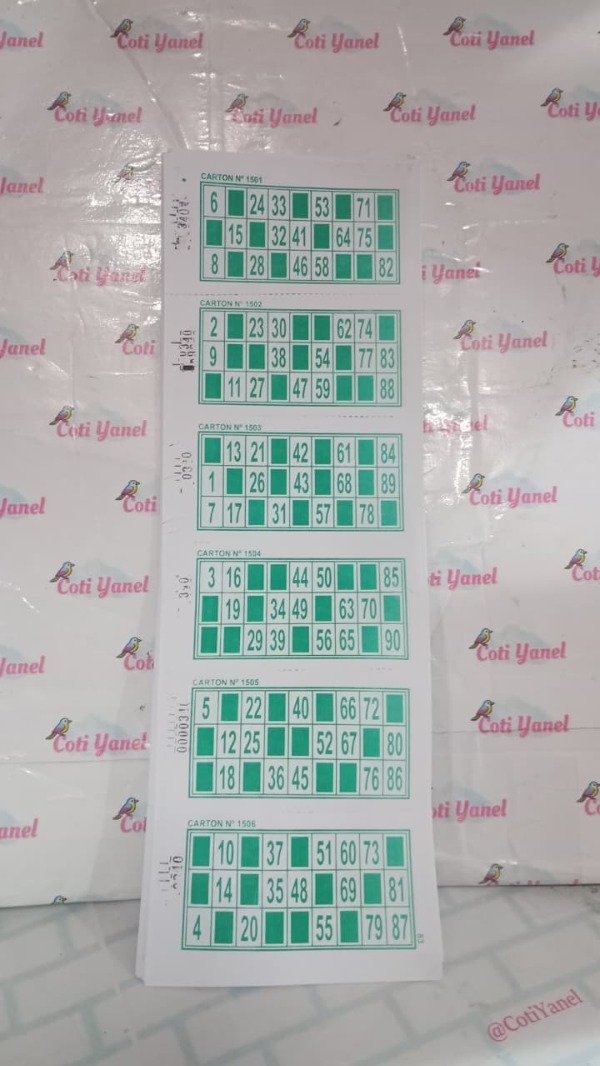 Producto - Cartones de BINGO x21 tiras