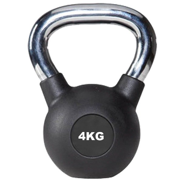 Producto - PESA RUSA KETTLEBELL DE FUNDICION - 4 KG - RECUBIERTA DE CAUCHO NEGRO