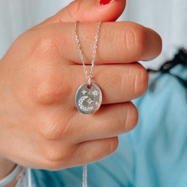 Producto - Conjunto Choker Luna Plata 925