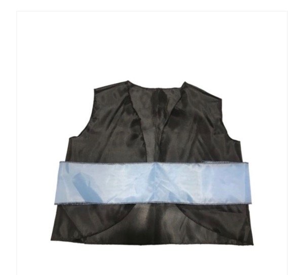 Producto - Chaleco negro talle 2 con faja celeste - 1