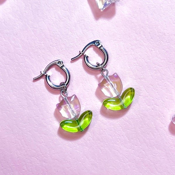 Producto - Aritos Tulipanes Transparentes (tornasol).