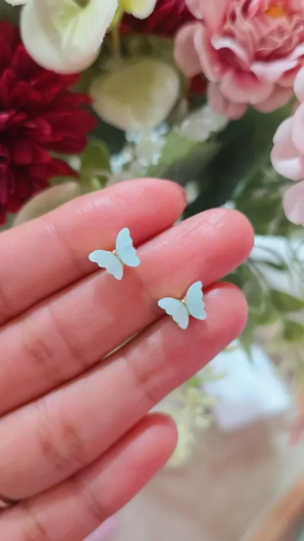 Producto - Aros mariposa nácar celeste AD