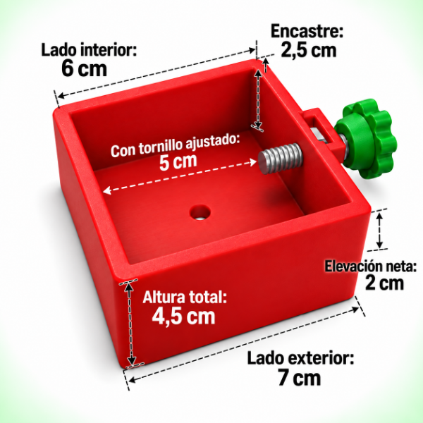 Producto - Taco Elevador Mueble Cuadrado 6x6cm Altura 2cm Ajustable - 9