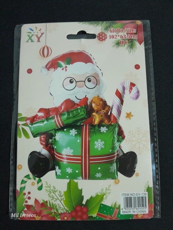 Producto - Globo Papá Noel con regalo verde