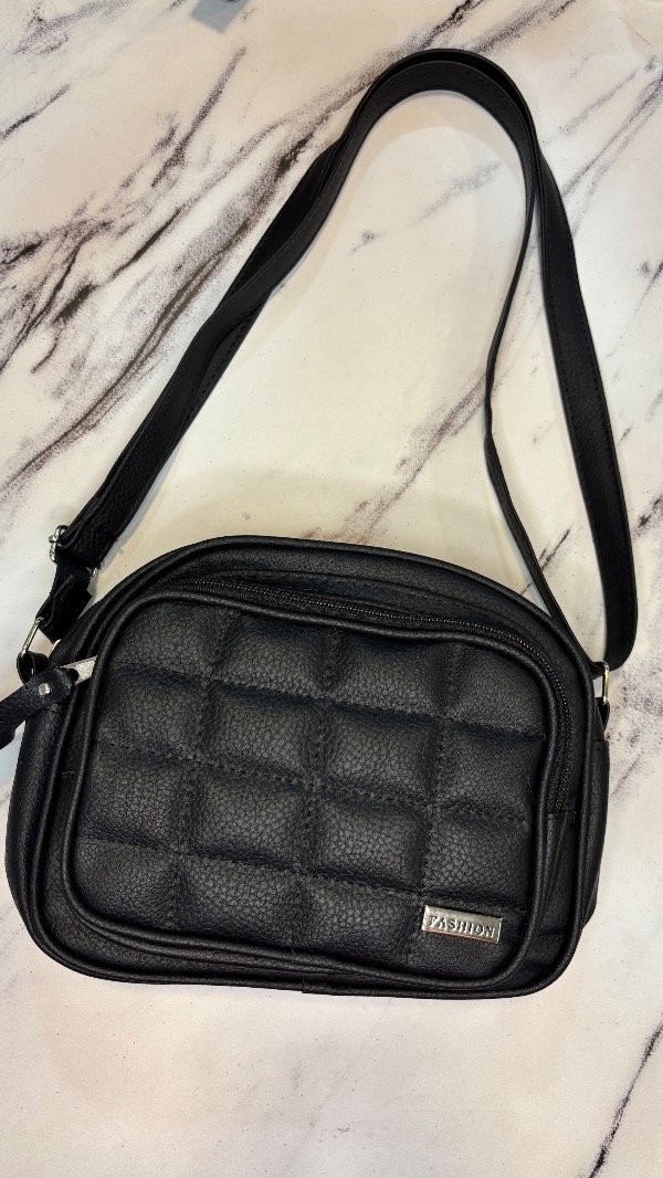 Producto - Bandolera fashion circular doble bolsillo negra
