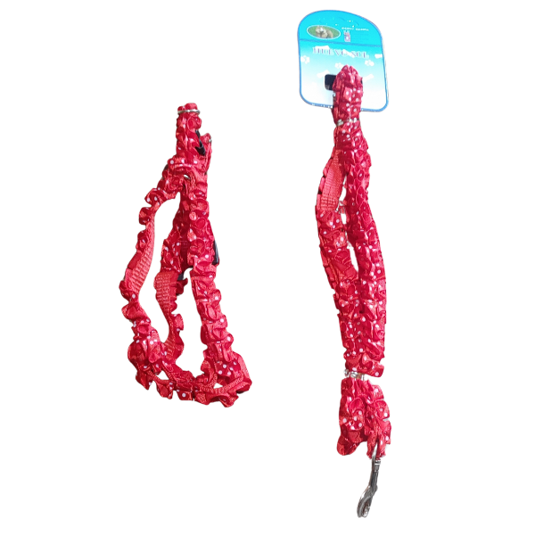 Producto - Pretal Con Correa Para Perros Y Gatos Pequeños Diseños de tela con frunce - 1