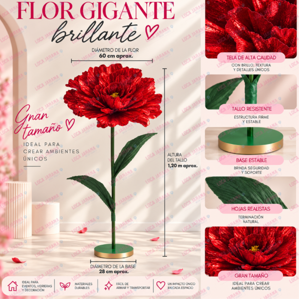 Producto - Flor Brillosa de Tela Gigante - 4