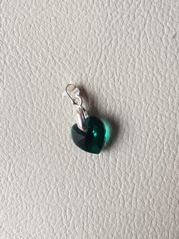 Producto - Dije Cristal Corazón verde Plata 925