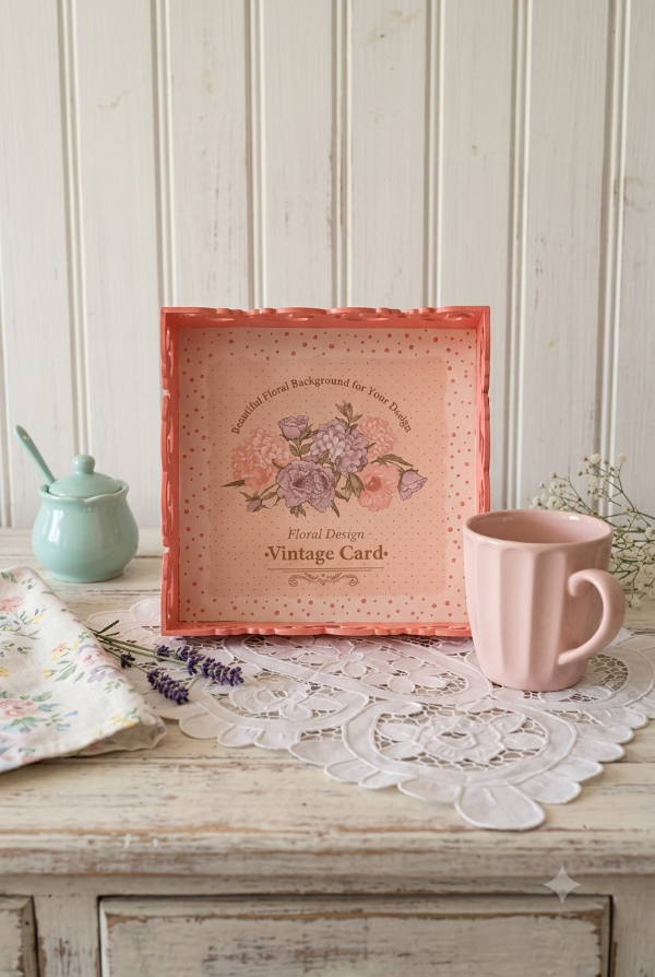 Producto - BANDEJA CON TAZA VINTAGE CARD - 0