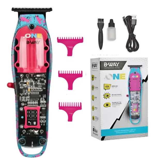 Producto - Maquina Patillera Bway One Trimmer Profesional Led Inalámbrica Turquesa