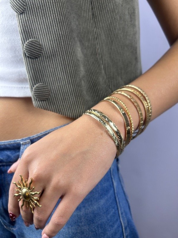 Producto - SET 7 ESCLAVAS ABIERTAS DORADAS 2017