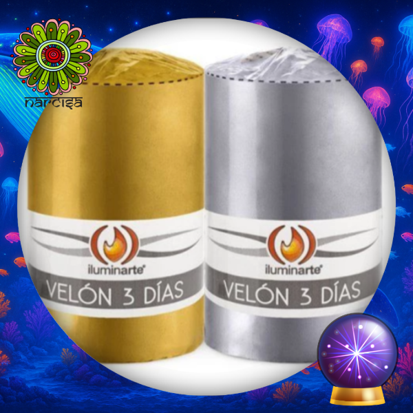 Producto - Velón 3 dias Oro/plata Iluminarte