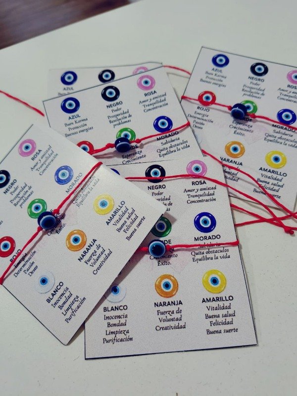 Producto - Pulsera ojo turco azul hilo rojo